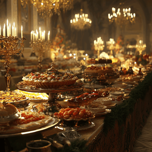 bedde9 a huge lifelike dinner buffet on an extremely expensive 03a2e84f f2fa 4fd8 9555 f82947bed0db